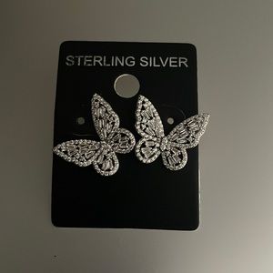 Beautiful white gold plated sterling silver earrings